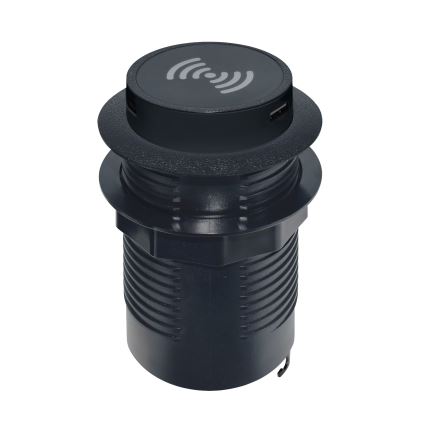 Cargador inalámbrico empotrable + USB A+C negro