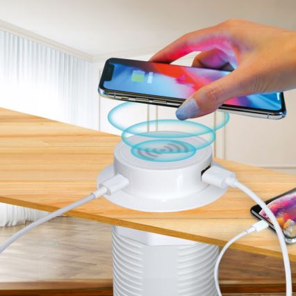 Cargador inalámbrico empotrable + USB A+C blanco