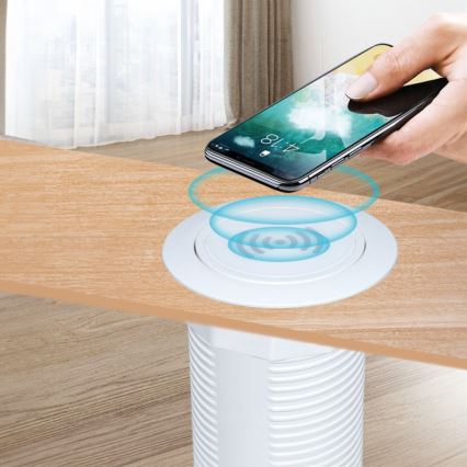 Cargador inalámbrico empotrable + USB A+C blanco