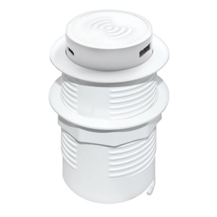 Cargador inalámbrico empotrable + USB A+C blanco