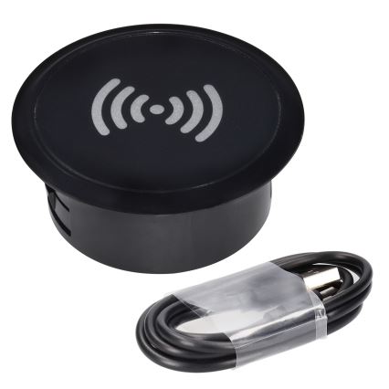 Solight DC65BW - Cargador inalámbrico empotrable negro