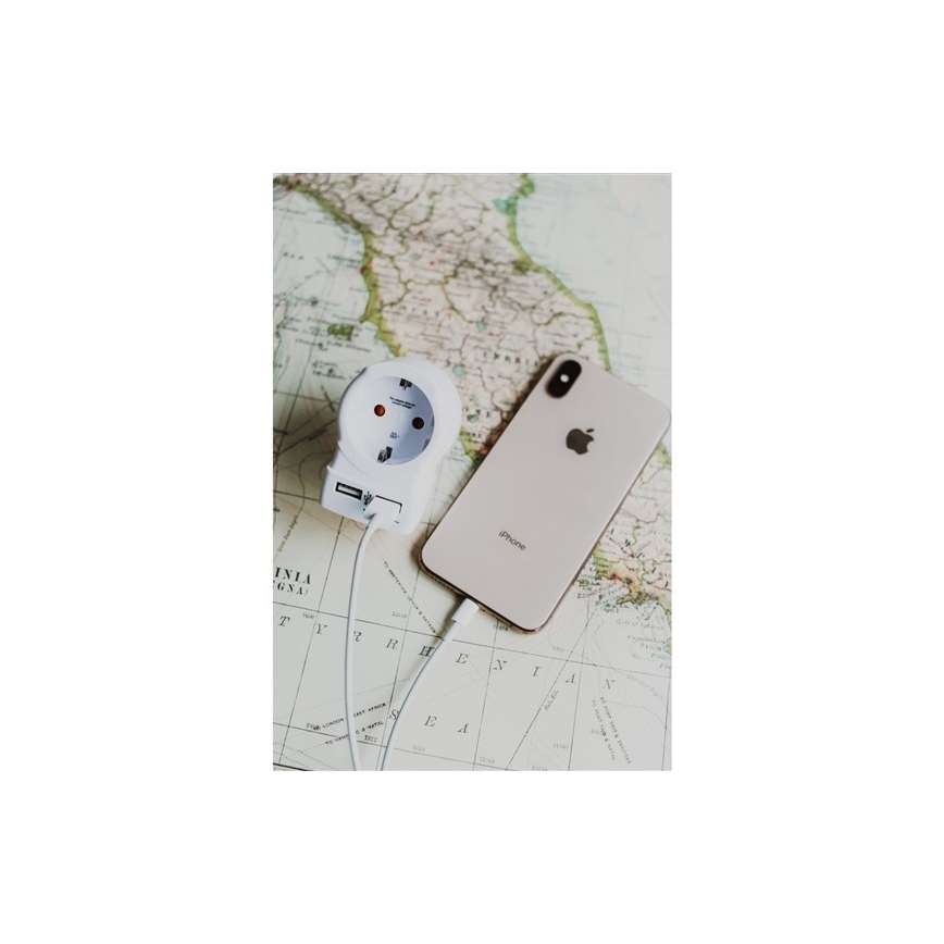 Adaptador de viaje para USA 230V + 2x puerto USB