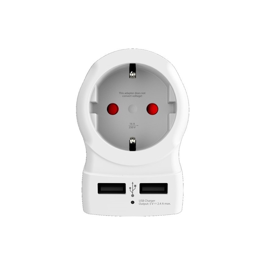 Adaptador de viaje para USA 230V + 2x puerto USB