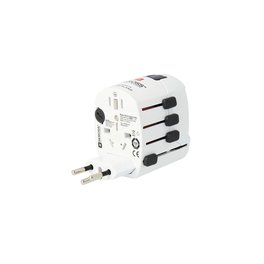 Adaptador universal de viaje para todo el mundo 230V + puerto USB