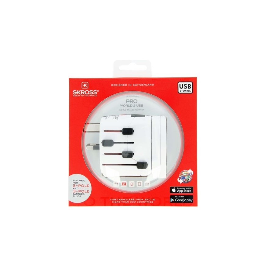 Adaptador universal de viaje para todo el mundo 230V + puerto USB