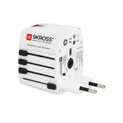 Adaptador de viaje internacional 230V + 2x puerto USB