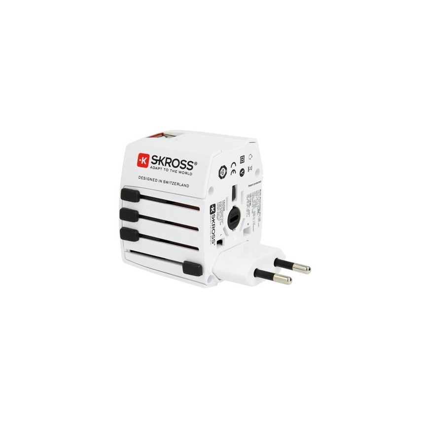Adaptador de viaje internacional 230V + 2x puerto USB