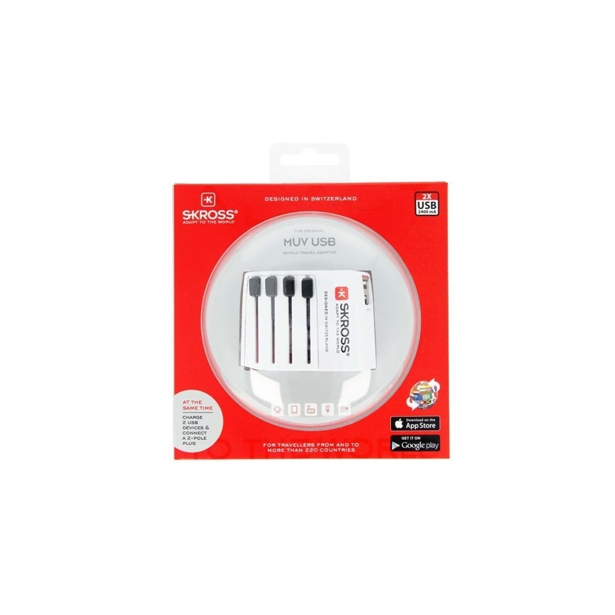 Adaptador de viaje internacional 230V + 2x puerto USB