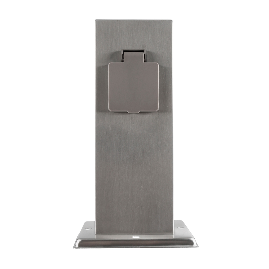 Columna de enchufe de exterior 2Z 230V IP44 cromo mate angular