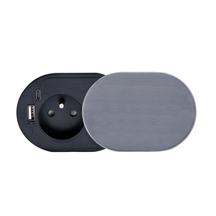 Enchufe empotrado 1Z + USB A+C