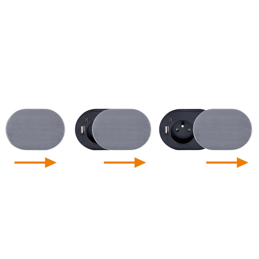 Enchufe empotrado 1Z + USB A+C
