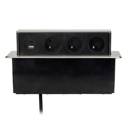 Columna de enchufes para mesa 3x230V + USB-A + USB-C