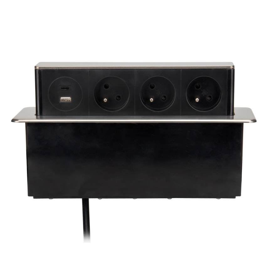 Columna de enchufes para mesa 3x230V + USB-A + USB-C