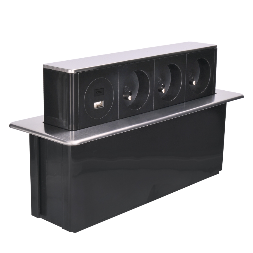 Columna de enchufes para mesa 3x230V + USB-A + USB-C