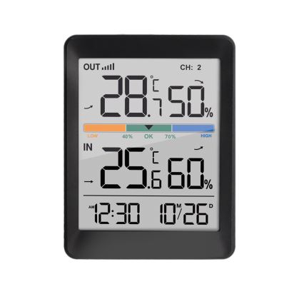 Estacion meteorologica con despertador 2xAAA negro