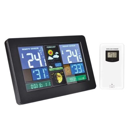 Estación meteorológica con pantalla LCD USB carga color negro