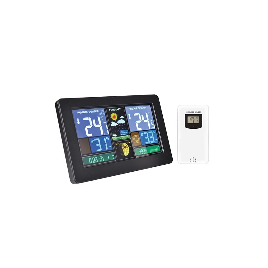 Estación meteorológica con pantalla LCD USB carga color negro