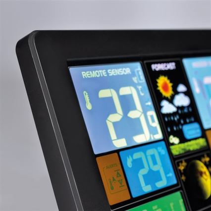 Estación meteorológica con pantalla LCD USB carga color negro