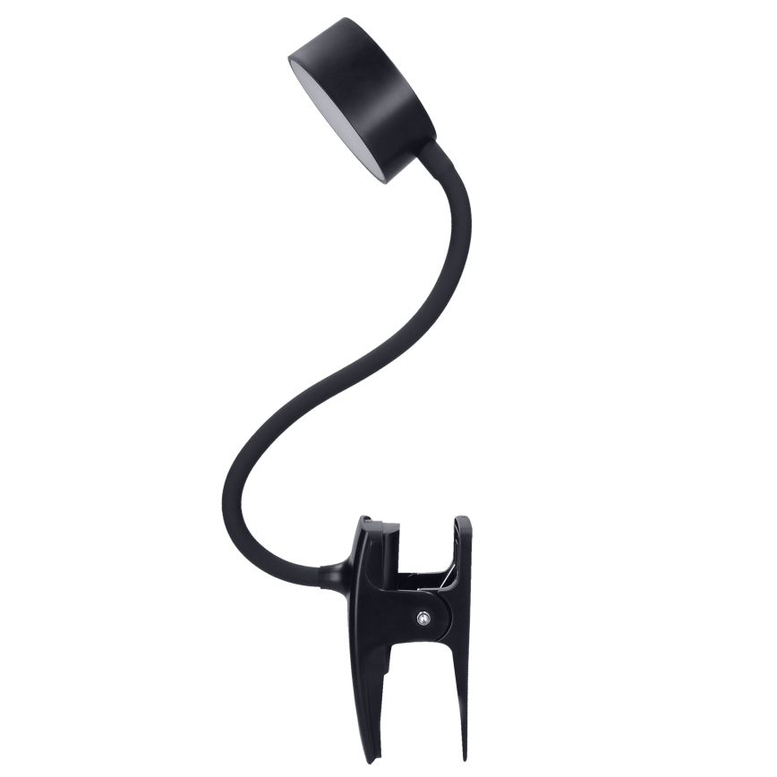 Lámpara de mesa LED regulable, flexible y recargable con clip LED/2W/1800 mAh 3000/4000/6500K negro