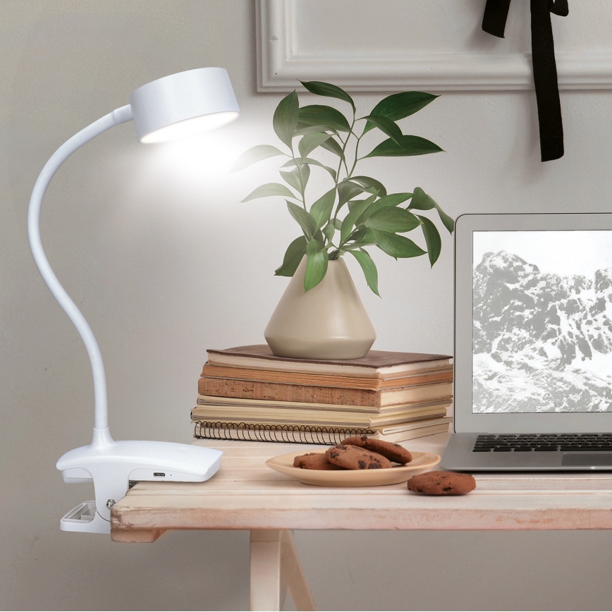 Solight WO3001-W- Lámpara LED flexible regulable con clip LED/2W/5V 3000/4000/6500K blanco
