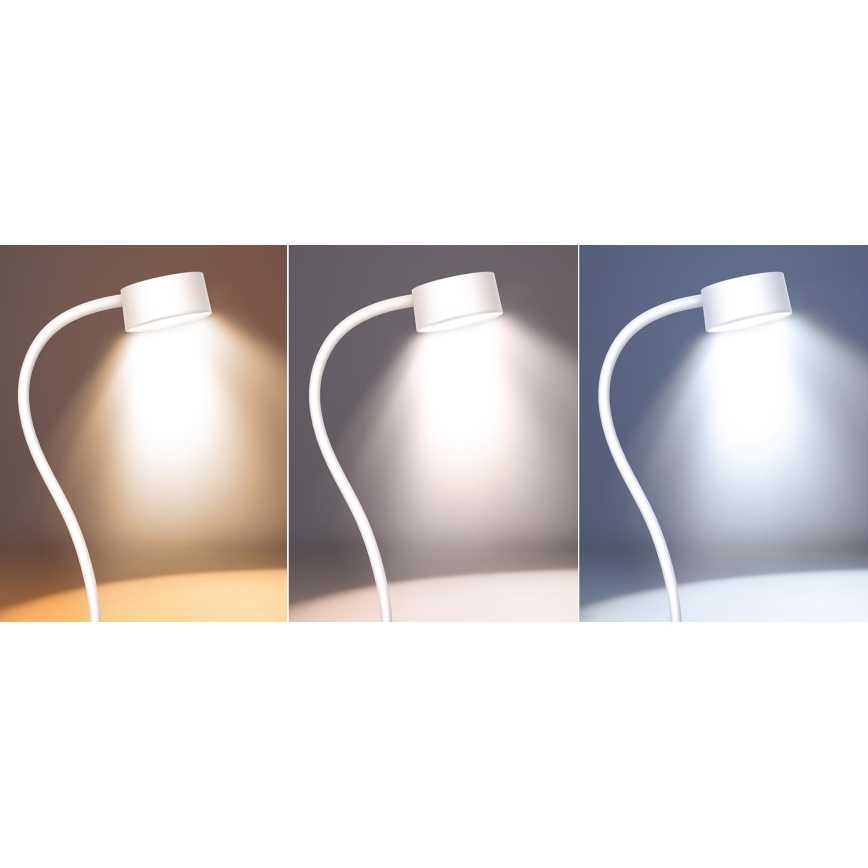 Solight WO3001-W- Lámpara LED flexible regulable con clip LED/2W/5V 3000/4000/6500K blanco