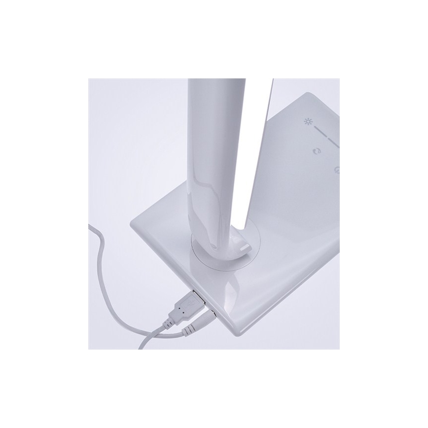 Lámpara LED de mesa regulable USB Conector LED/12W/230V blanca