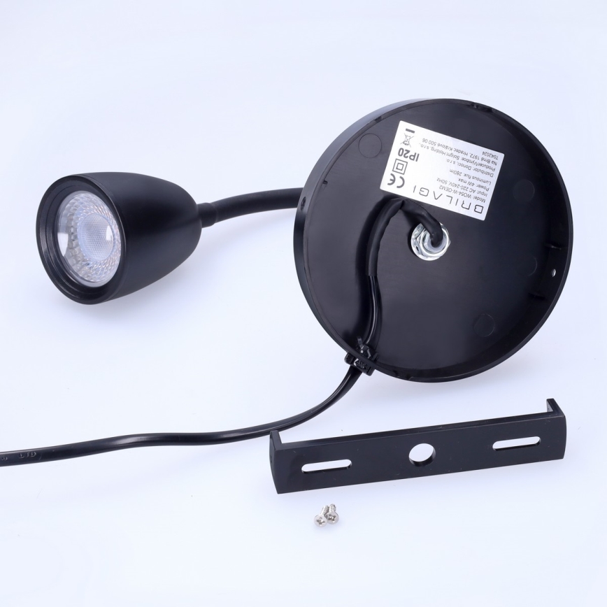 Aplique LED pequeño regulable LED/4W/230V negro