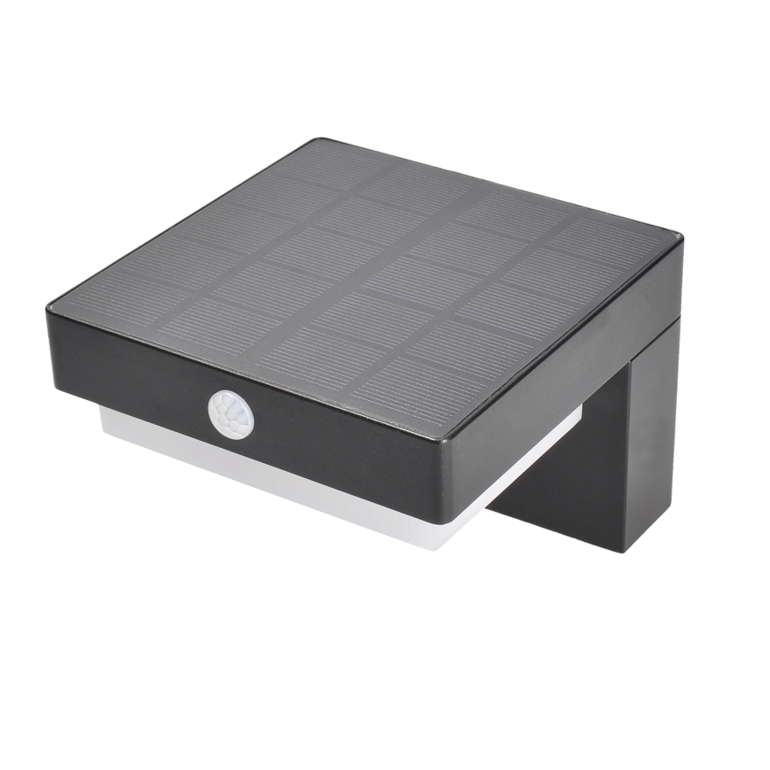 Aplique solar LED con sensor de movimiento y crepuscular PALERMO LED/5W/2000 mAh IP54 negro