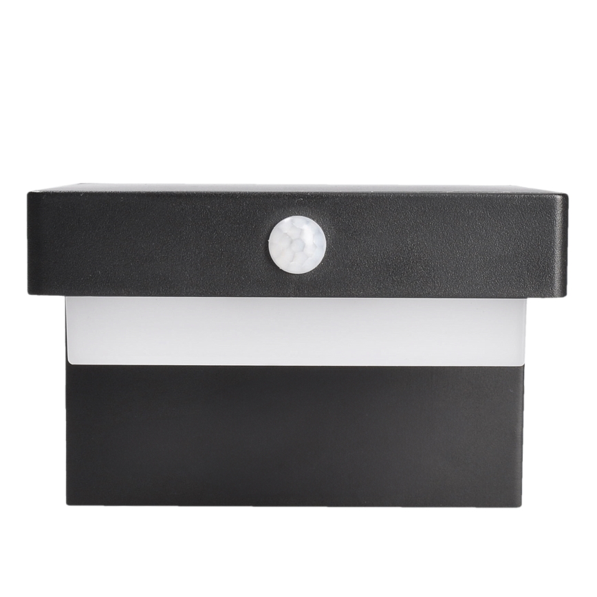 Aplique solar LED con sensor de movimiento y crepuscular PALERMO LED/5W/2000 mAh IP54 negro