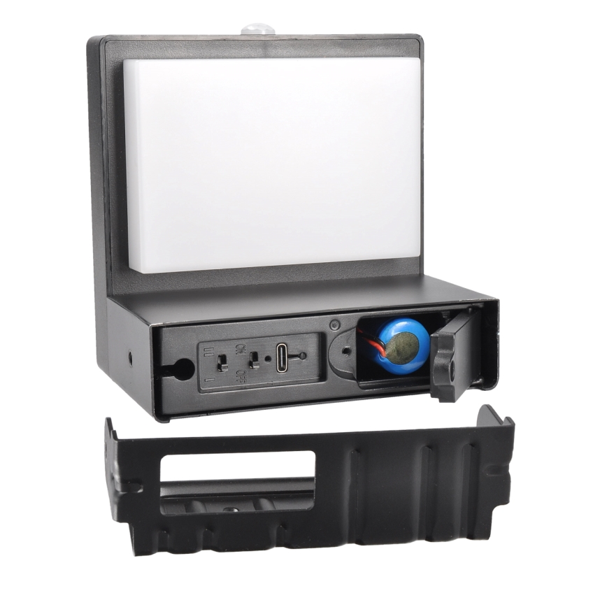 Aplique solar LED con sensor de movimiento y crepuscular PALERMO LED/5W/2000 mAh IP54 negro