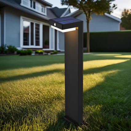 Lámpara solar LED con sensor de movimiento y crepuscular PALERMO LED/5W/2000 mAh IP54 negro