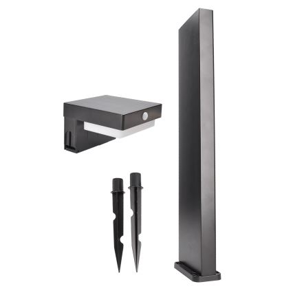 Lámpara solar LED con sensor de movimiento y crepuscular PALERMO LED/5W/2000 mAh IP54 negro