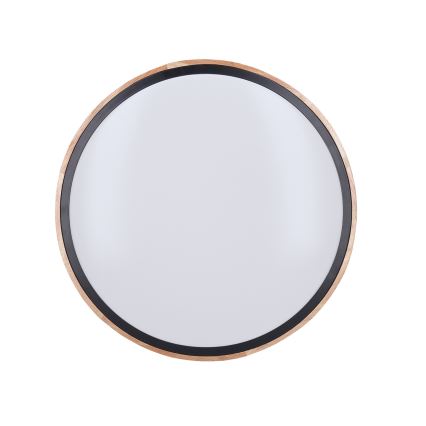 Plafón LED regulable IRON OAK LED/48W/230V 3000-6500K roble diá. 40 cm + control remoto