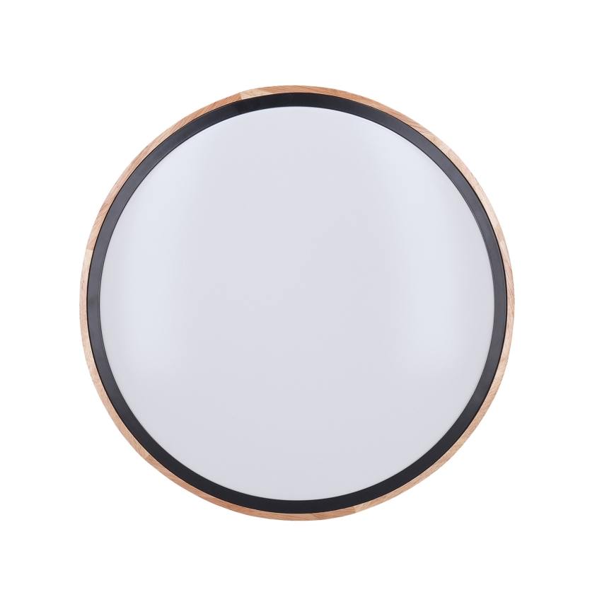 Plafón LED regulable IRON OAK LED/48W/230V 3000-6500K roble diá. 40 cm + control remoto