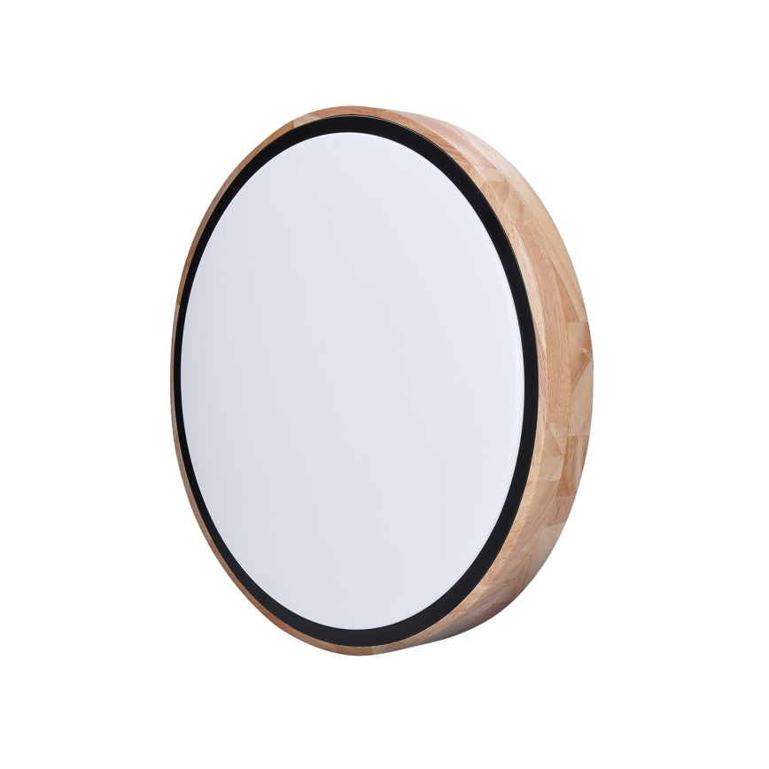 Plafón LED regulable IRON OAK LED/48W/230V 3000-6500K roble diá. 40 cm + control remoto