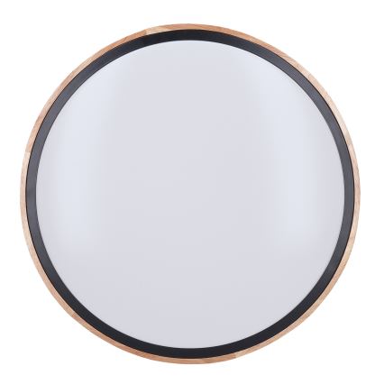 Plafón LED regulable IRON OAK LED/60W/230V 3000-6500K roble diá. 51 cm + control remoto