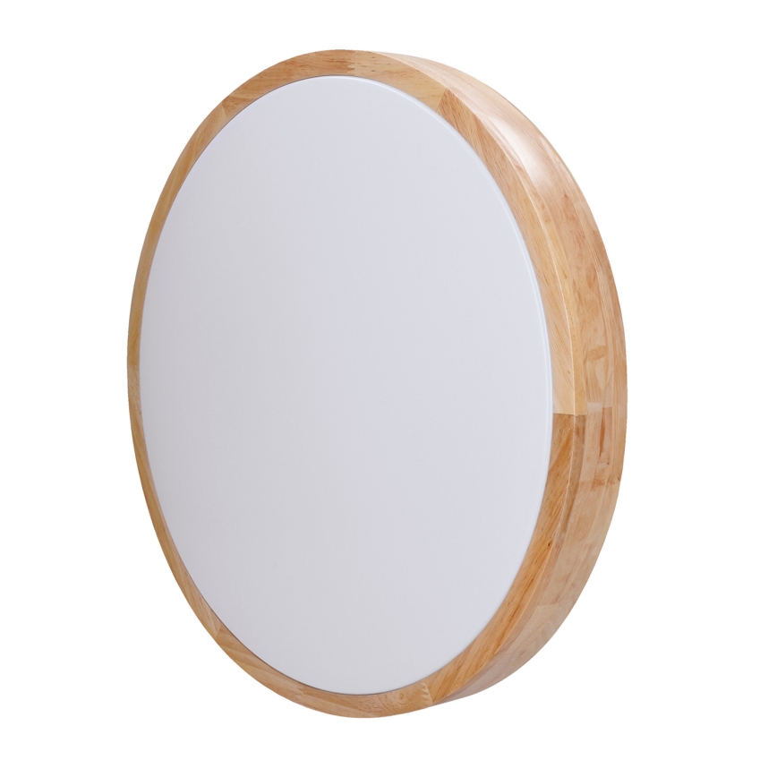 Plafón LED regulable SOLID OAK LED/48W/230V 3000-6500K roble diá. 39 cm + control remoto