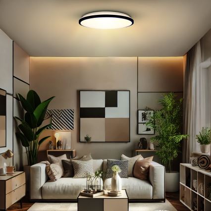 Plafón LED regulable JAMIL LED/48W/230V 3000-6500K negro + control remoto