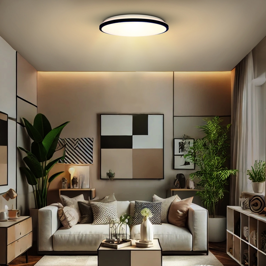 Plafón LED regulable JAMIL LED/48W/230V 3000-6500K negro + control remoto