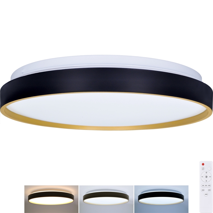 Plafón LED regulable CALA LED/48W/230V 3000-6500K negro/dorado + control remoto
