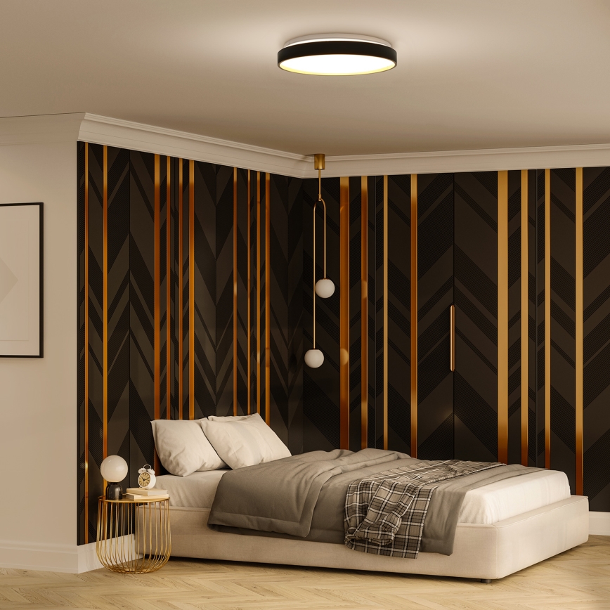 Plafón LED regulable CALA LED/48W/230V 3000-6500K negro/dorado + control remoto