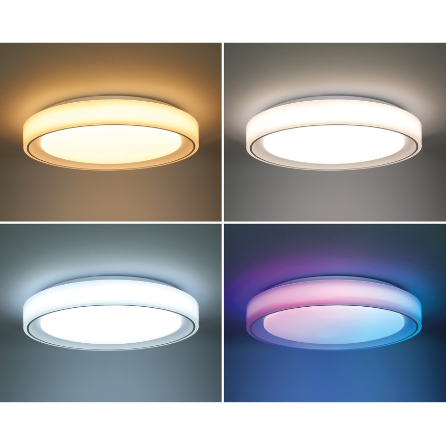 Plafón LED RGB regulable FLOCO LED/30W/230V 3000-6500K + RGB/6W diá. 40cm + control remoto