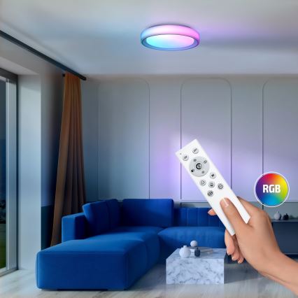Plafón LED RGB regulable FLOCO LED/30W/230V 3000-6500K + RGB/6W diá. 40cm + control remoto