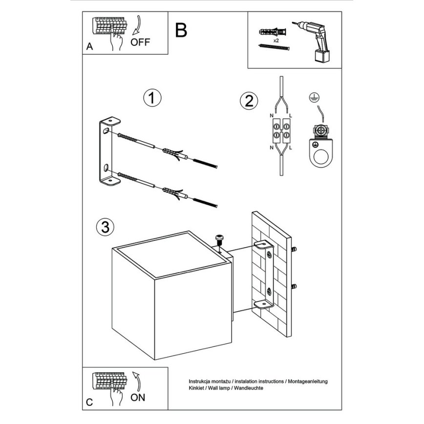 Foco de pared QUAD 1 1xG9/8W/230V negro