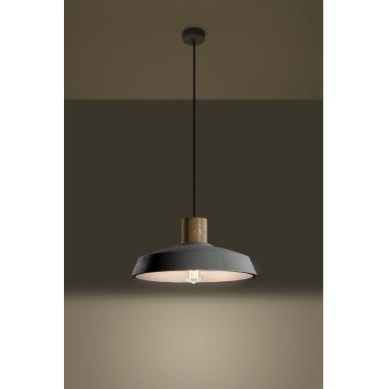 Lámpara colgante AFRA 1xE27/60W/230V gris/haya