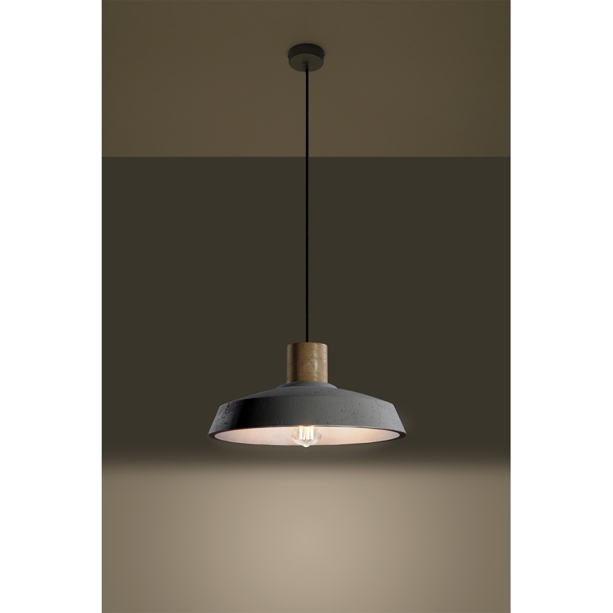Lámpara colgante AFRA 1xE27/60W/230V gris/haya