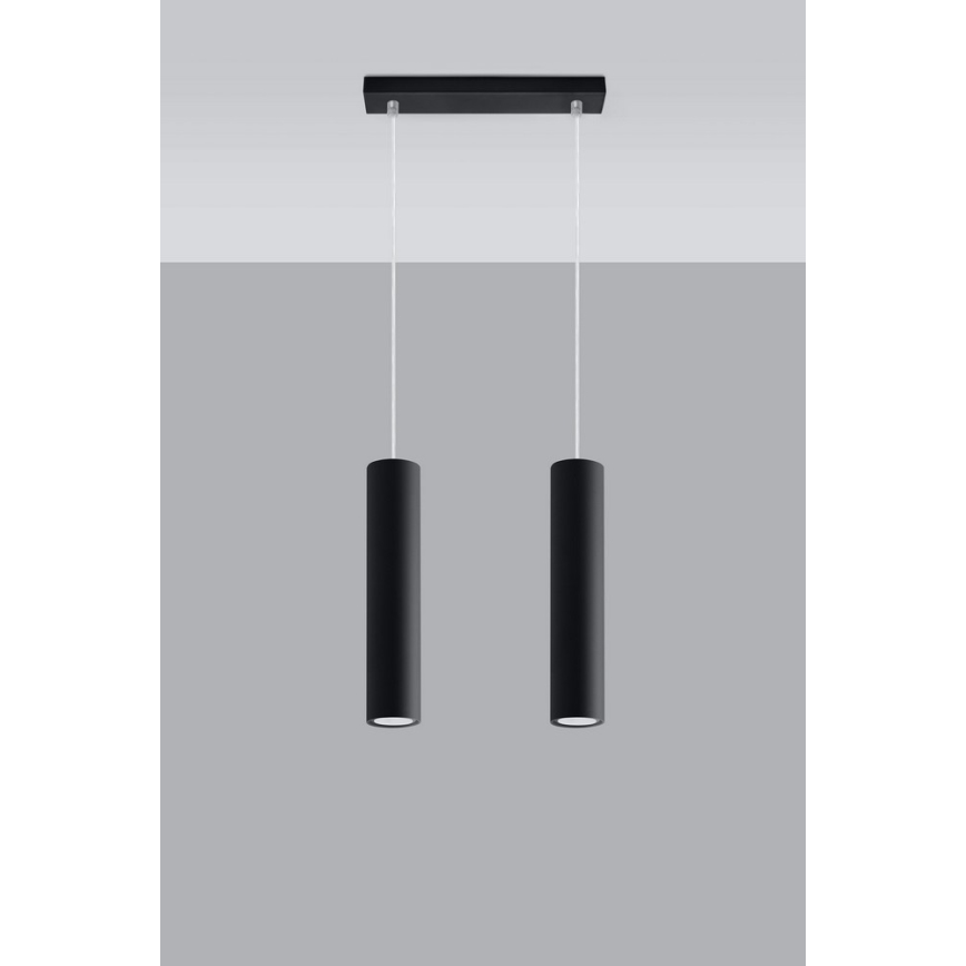 Lámpara colgante LAGOS 2 2xGU10/10W/230V negro