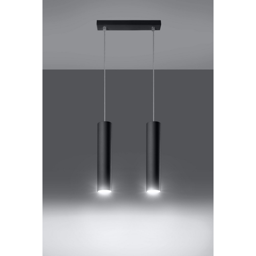 Lámpara colgante LAGOS 2 2xGU10/10W/230V negro