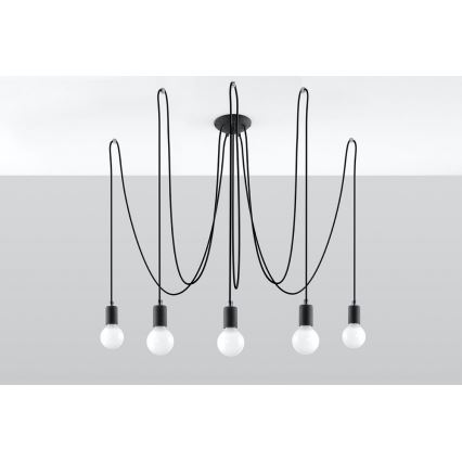 Lámpara colgante EDISON 5 5xE27/60W/230V araña negro