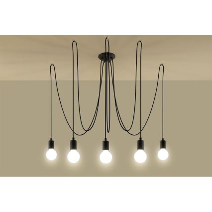 Lámpara colgante EDISON 5 5xE27/60W/230V araña negro